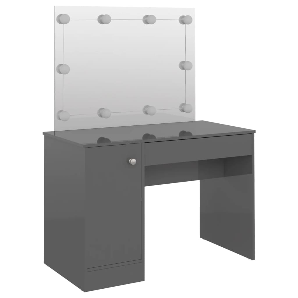 Kaptafel met LED's 110x55x145 cm MDF glanzend grijs is nu te koop bij PeponiXL, paradijselijk wonen!