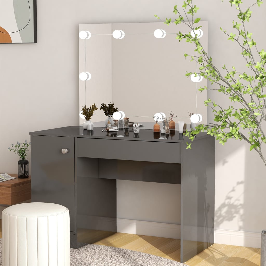 Kaptafel met LED's 110x55x145 cm MDF glanzend grijs is nu te koop bij PeponiXL, paradijselijk wonen!