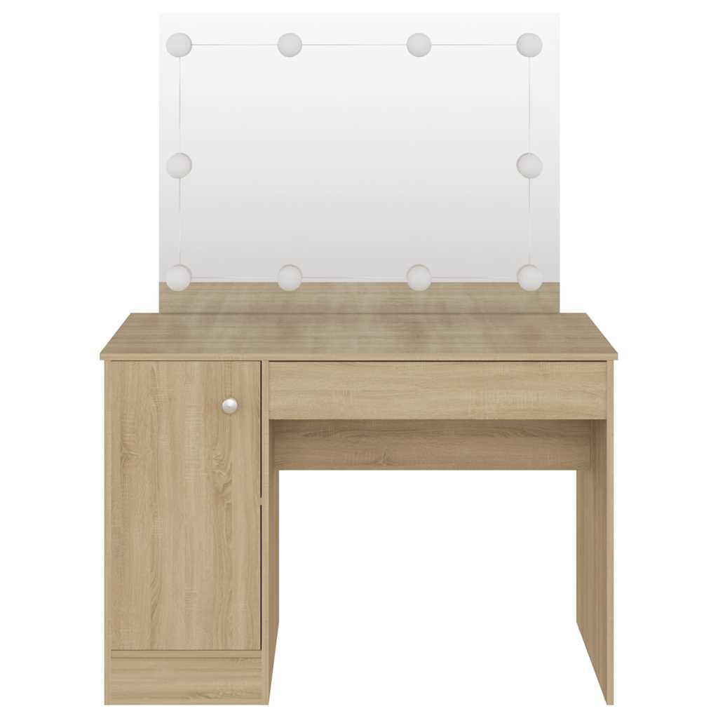 Kaptafel met LED-verlichting 110x55x145 cm MDF eikenkleurig is nu te koop bij PeponiXL, paradijselijk wonen!