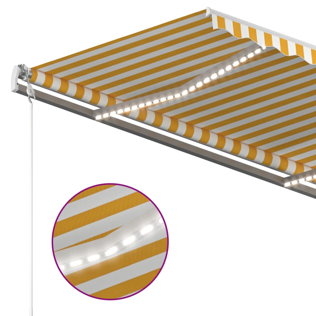 Luifel automatisch met LED en windsensor 300x250 cm geel en wit is nu te koop bij PeponiXL, paradijselijk wonen!
