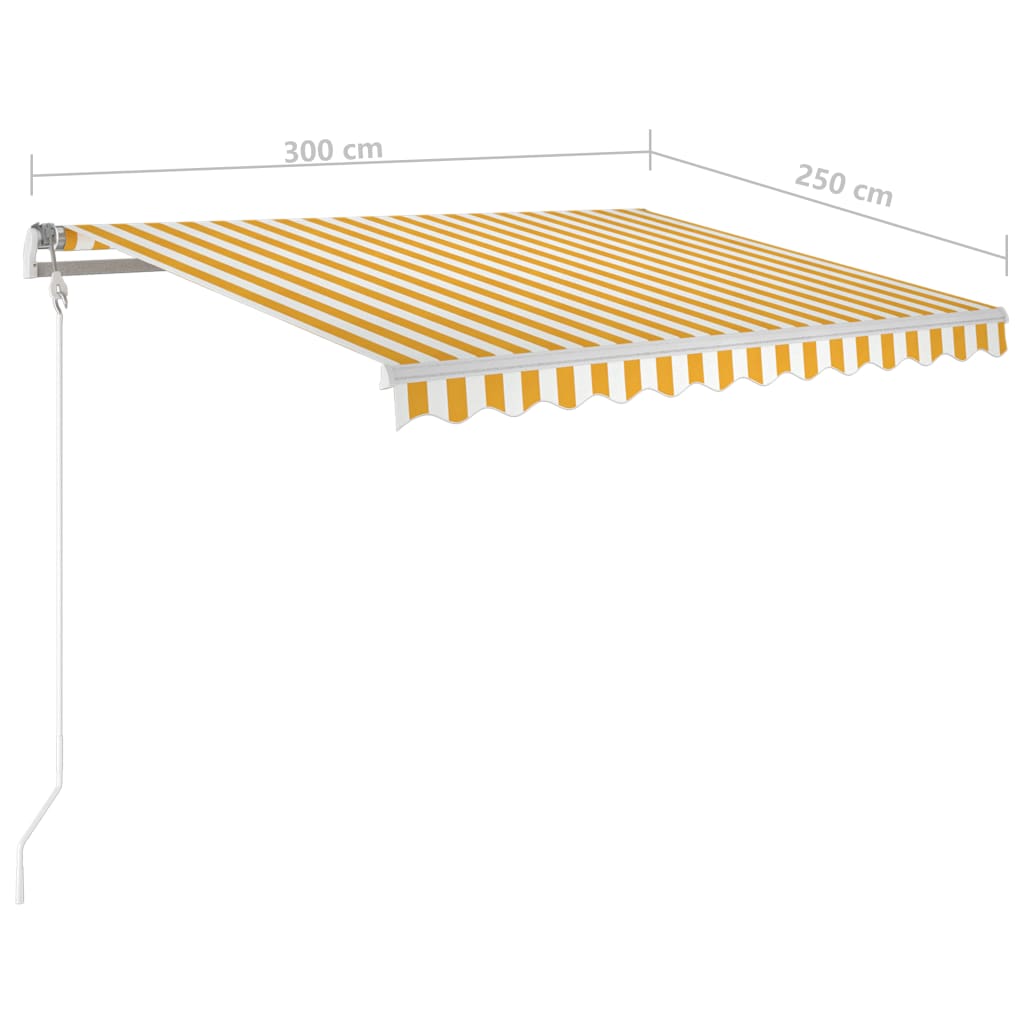 Luifel automatisch met LED en windsensor 300x250 cm geel en wit is nu te koop bij PeponiXL, paradijselijk wonen!