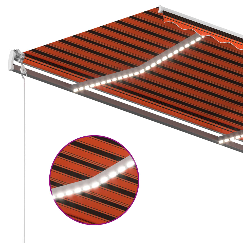 Luifel automatisch met LED windsensor 300x250 cm oranje bruin is nu te koop bij PeponiXL, paradijselijk wonen!