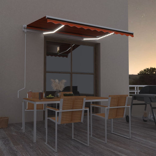 Luifel automatisch met LED windsensor 350x250 cm oranje bruin is nu te koop bij PeponiXL, paradijselijk wonen!