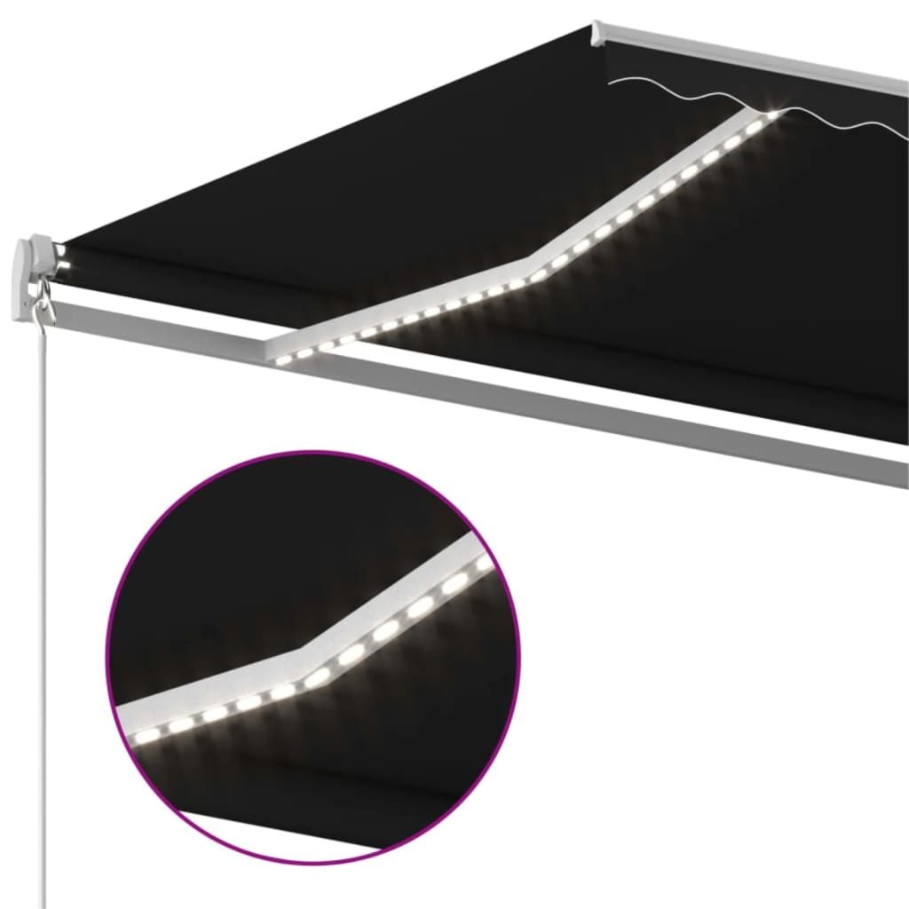 Luifel handmatig uittrekbaar met LED 400x300 cm antracietkleur is nu te koop bij PeponiXL, paradijselijk wonen!