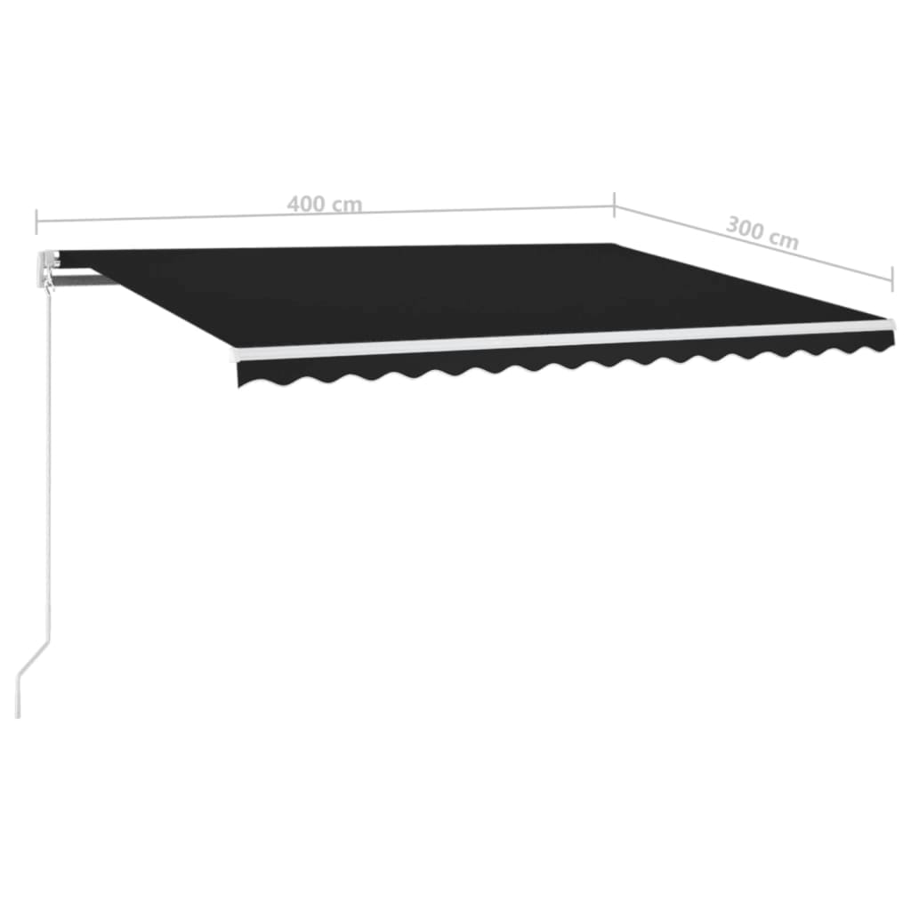 Luifel handmatig uittrekbaar met LED 400x300 cm antracietkleur is nu te koop bij PeponiXL, paradijselijk wonen!