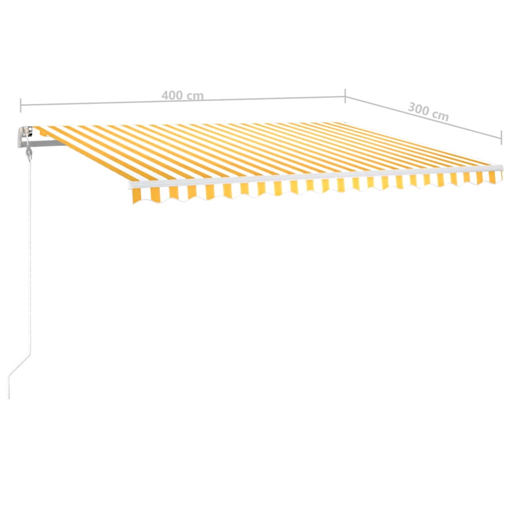 Luifel automatisch met LED en windsensor 400x300 cm geel en wit is nu te koop bij PeponiXL, paradijselijk wonen!