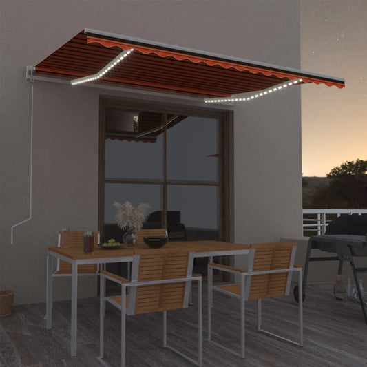 Luifel automatisch met LED windsensor 400x300 cm oranje bruin is nu te koop bij PeponiXL, paradijselijk wonen!