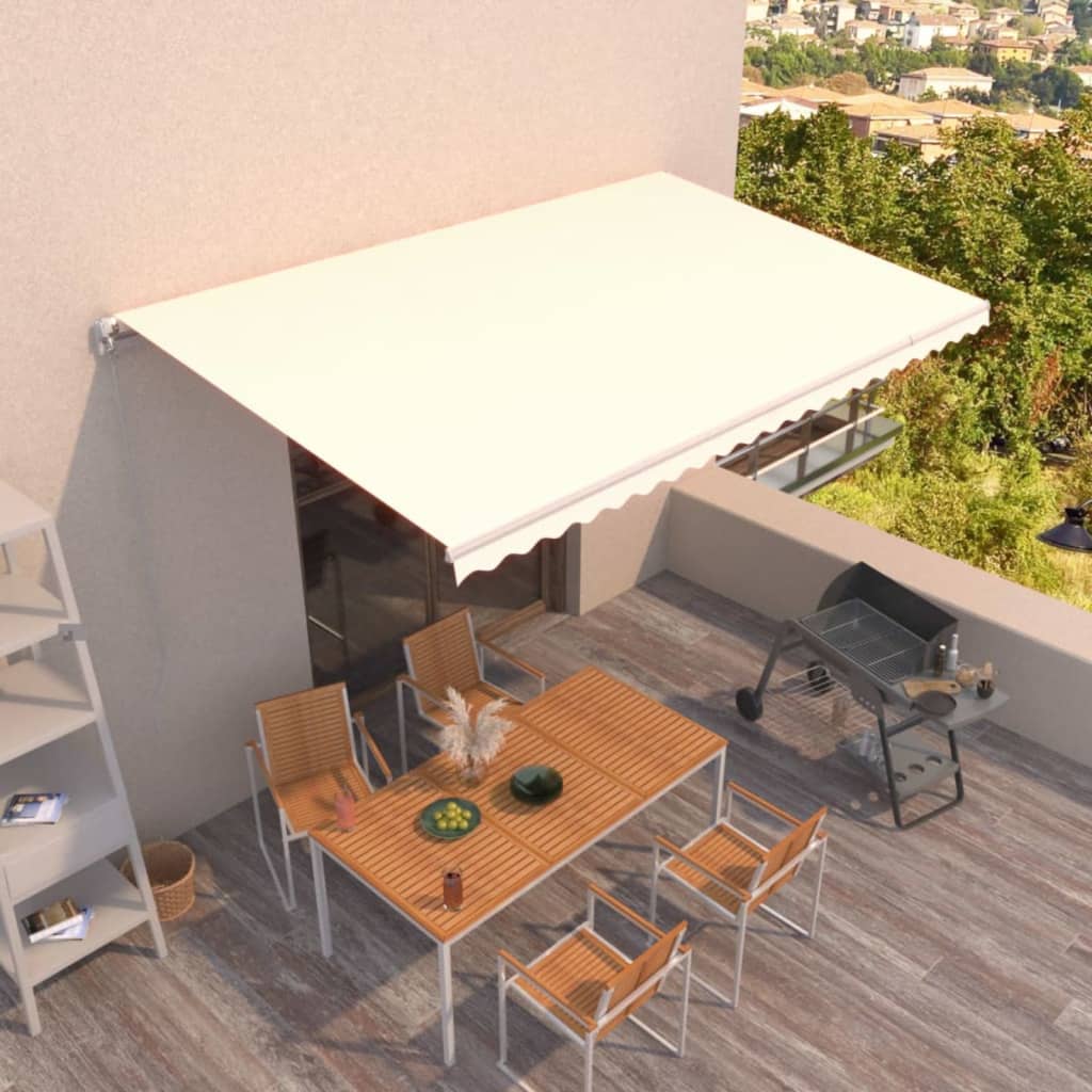 Luifel handmatig uittrekbaar 500x300 cm crèmekleurig is nu te koop bij PeponiXL, paradijselijk wonen!