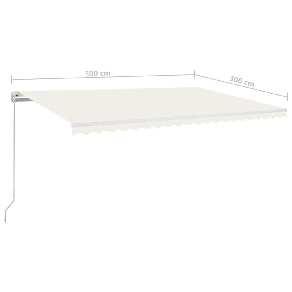 Luifel handmatig uittrekbaar met LED 500x300 cm crèmekleurig is nu te koop bij PeponiXL, paradijselijk wonen!