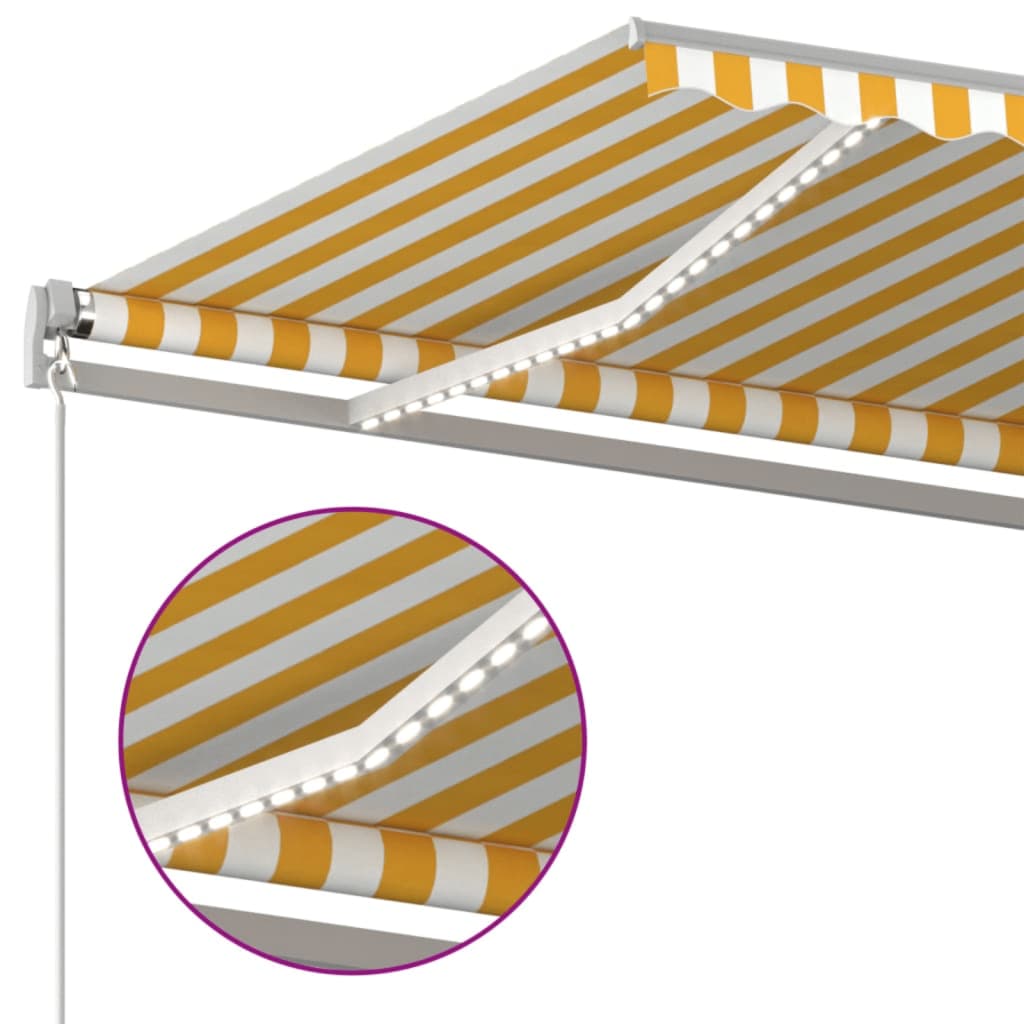 Luifel handmatig uittrekbaar met LED 500x300 cm geel en wit is nu te koop bij PeponiXL, paradijselijk wonen!