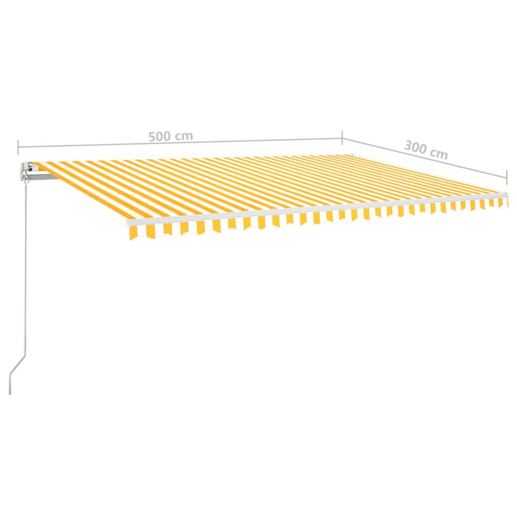 Luifel handmatig uittrekbaar met LED 500x300 cm geel en wit is nu te koop bij PeponiXL, paradijselijk wonen!