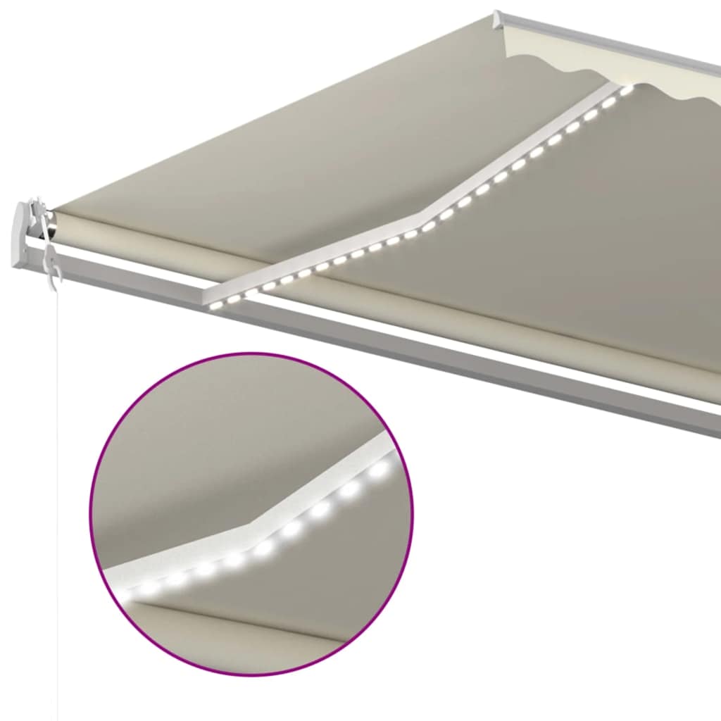 Luifel automatisch met LED en windsensor 500x300 cm crèmekleur is nu te koop bij PeponiXL, paradijselijk wonen!