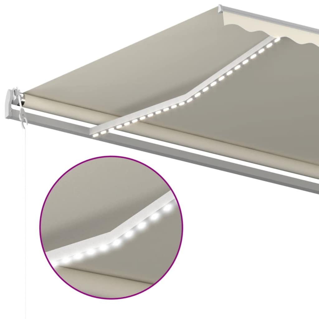 Luifel automatisch met LED en windsensor 600x300 cm crèmekleur is nu te koop bij PeponiXL, paradijselijk wonen!