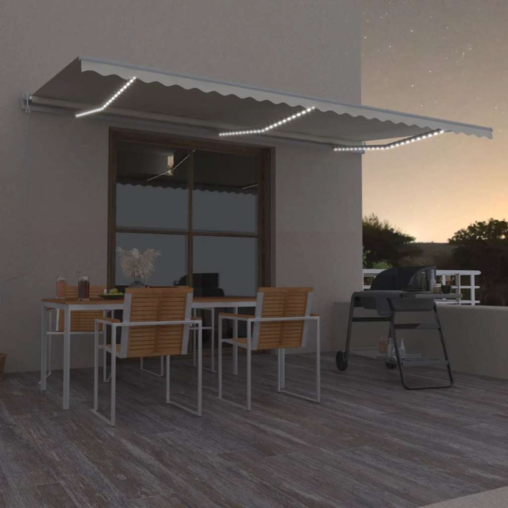 Luifel automatisch met LED en windsensor 600x300 cm crèmekleur is nu te koop bij PeponiXL, paradijselijk wonen!