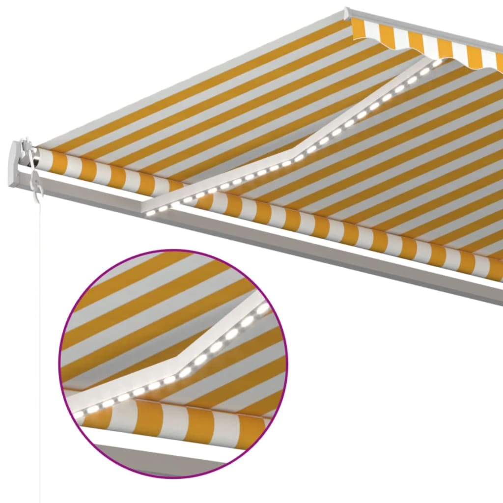 Luifel automatisch met LED en windsensor 600x300 cm geel en wit is nu te koop bij PeponiXL, paradijselijk wonen!