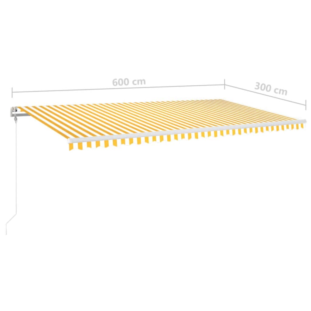 Luifel automatisch met LED en windsensor 600x300 cm geel en wit is nu te koop bij PeponiXL, paradijselijk wonen!