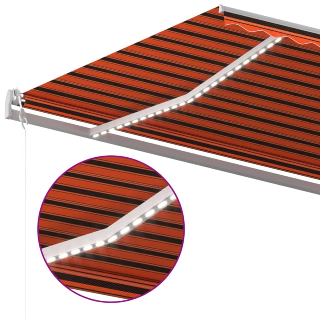 Luifel automatisch met LED windsensor 600x300 cm oranje bruin is nu te koop bij PeponiXL, paradijselijk wonen!