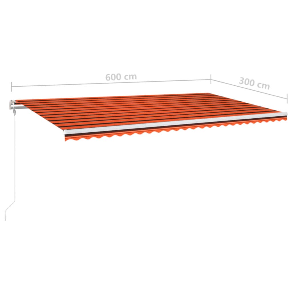 Luifel automatisch met LED windsensor 600x300 cm oranje bruin is nu te koop bij PeponiXL, paradijselijk wonen!