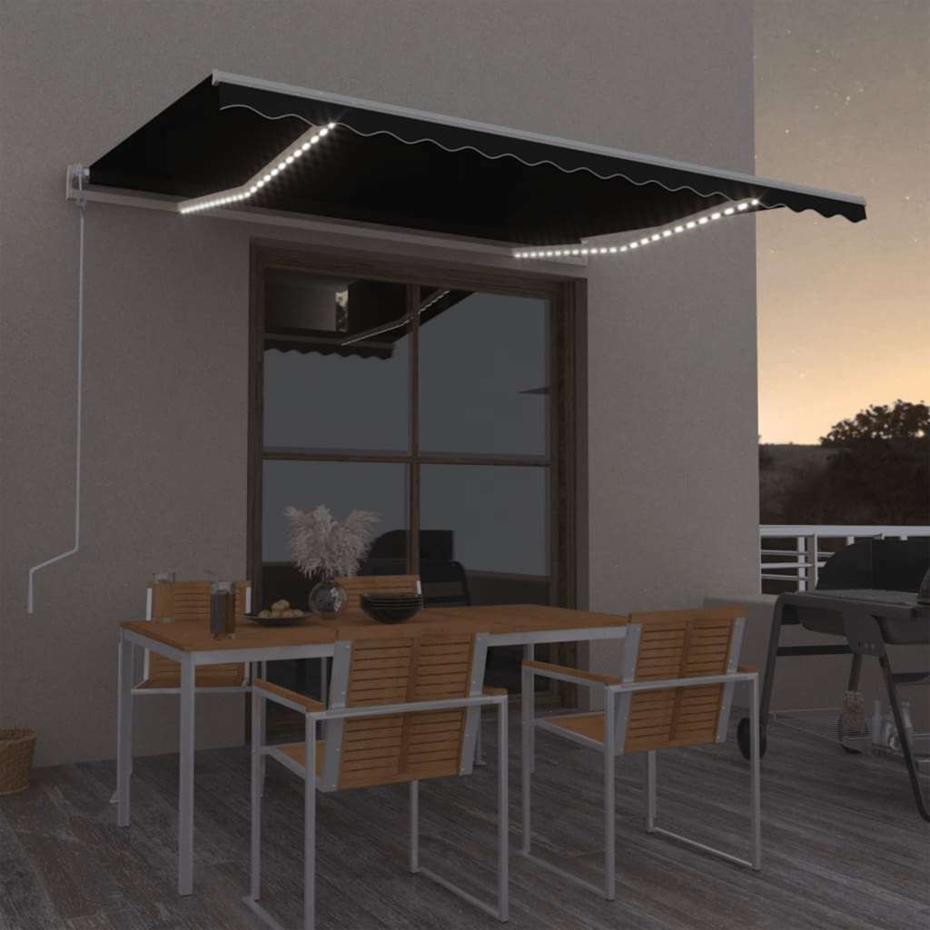 Luifel automatisch met LED en windsensor 400x350 cm antraciet is nu te koop bij PeponiXL, paradijselijk wonen!