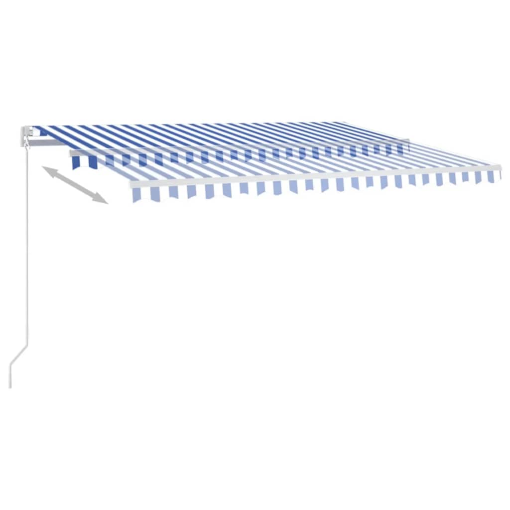 Luifel handmatig uittrekbaar met LED 450x350 cm blauw en wit is nu te koop bij PeponiXL, paradijselijk wonen!