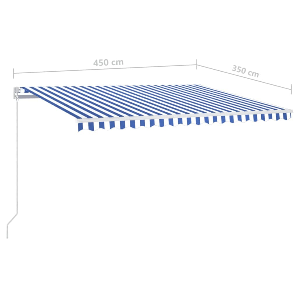 Luifel handmatig uittrekbaar met LED 450x350 cm blauw en wit is nu te koop bij PeponiXL, paradijselijk wonen!