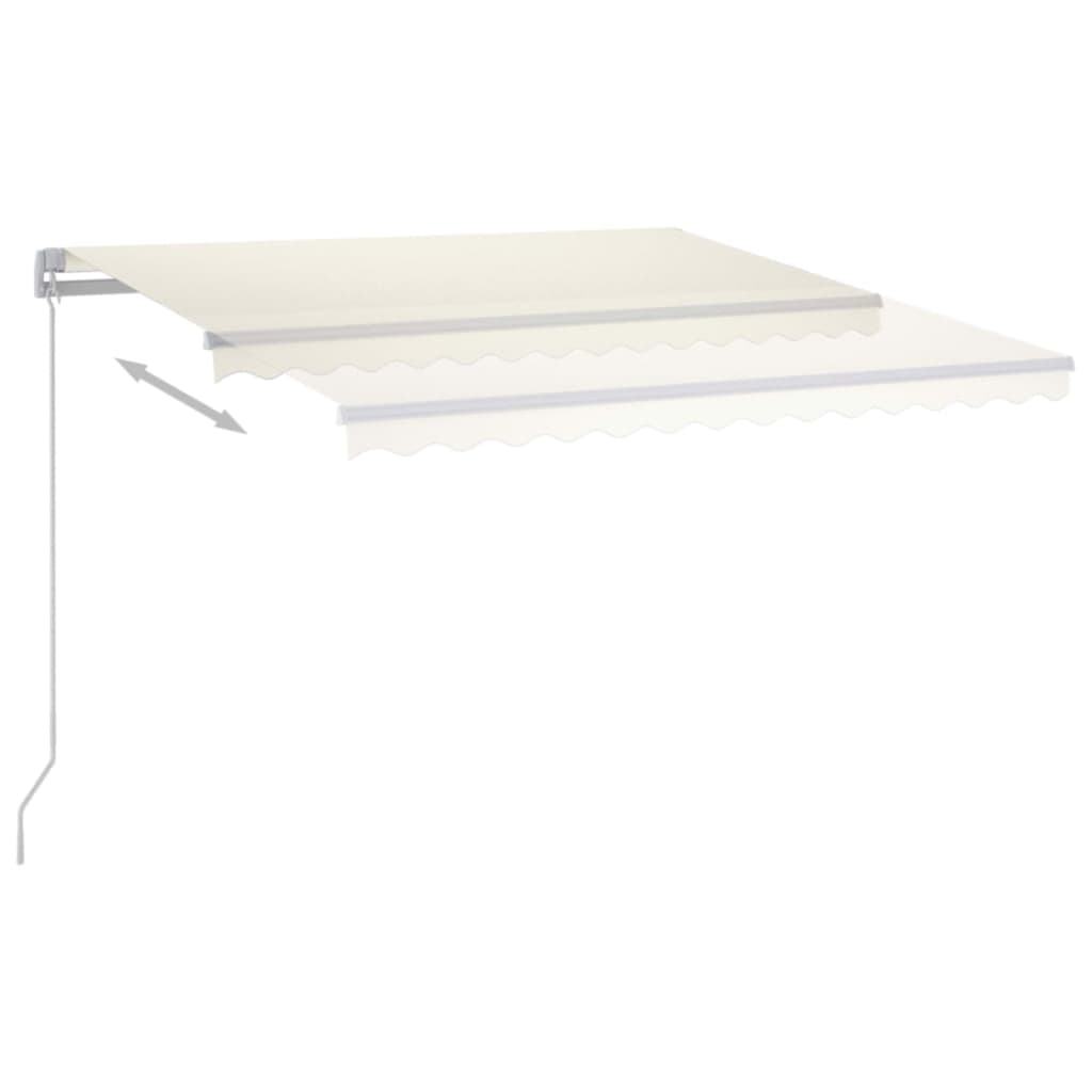 Luifel handmatig uittrekbaar met LED 450x350 cm crèmekleurig is nu te koop bij PeponiXL, paradijselijk wonen!
