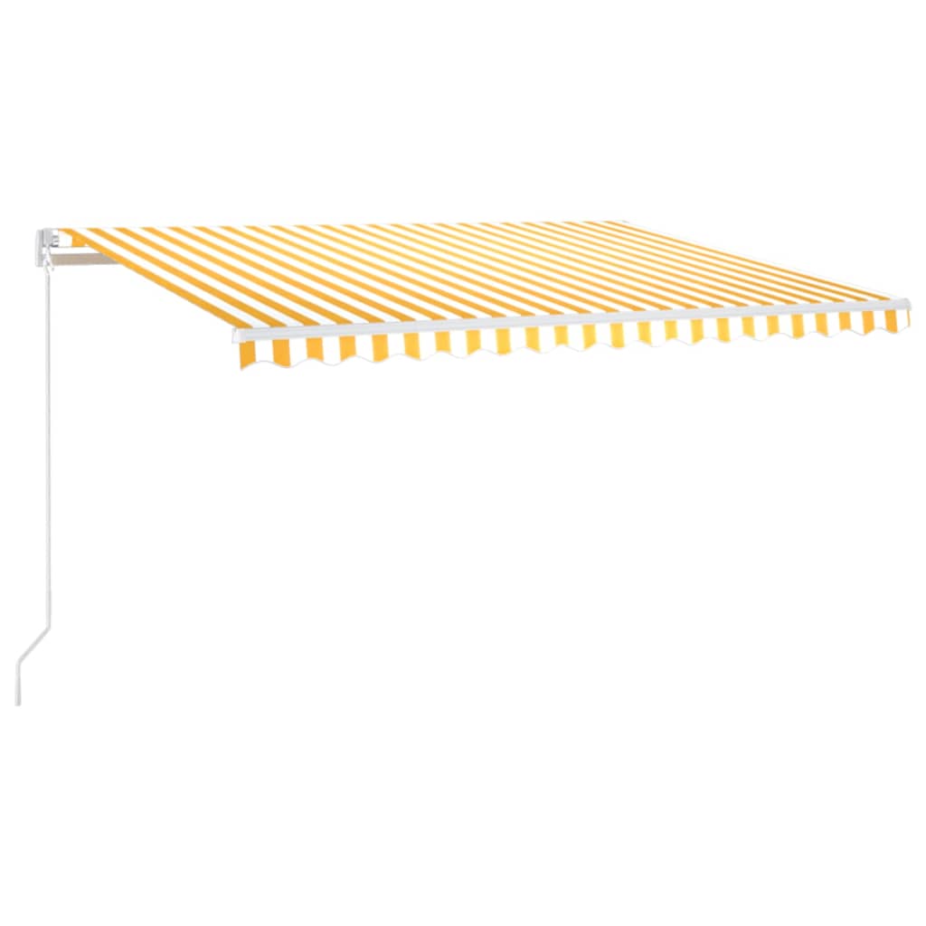 Luifel handmatig uittrekbaar met LED 450x350 cm geel en wit is nu te koop bij PeponiXL, paradijselijk wonen!