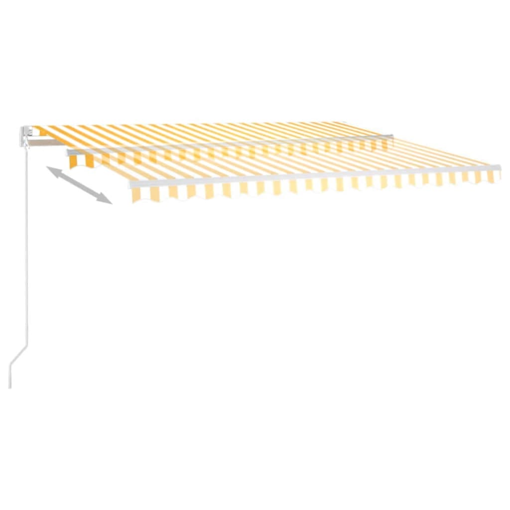Luifel handmatig uittrekbaar met LED 450x350 cm geel en wit is nu te koop bij PeponiXL, paradijselijk wonen!