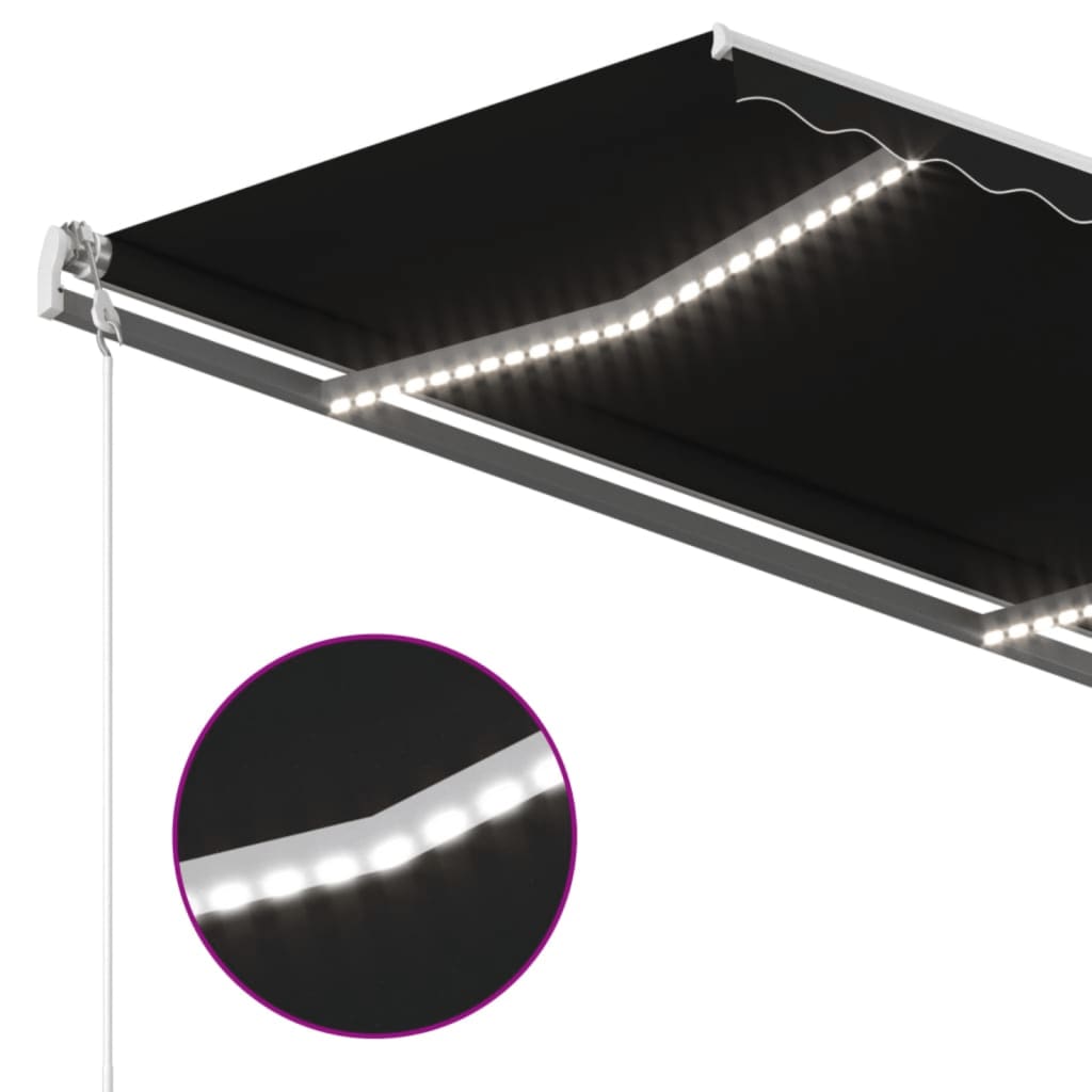 Luifel handmatig uittrekbaar met LED 450x350 cm antracietkleur is nu te koop bij PeponiXL, paradijselijk wonen!