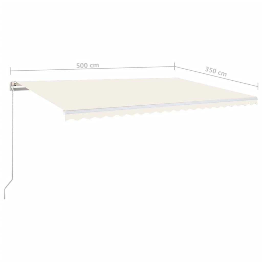 Luifel handmatig uittrekbaar met LED 500x350 cm crèmekleurig is nu te koop bij PeponiXL, paradijselijk wonen!