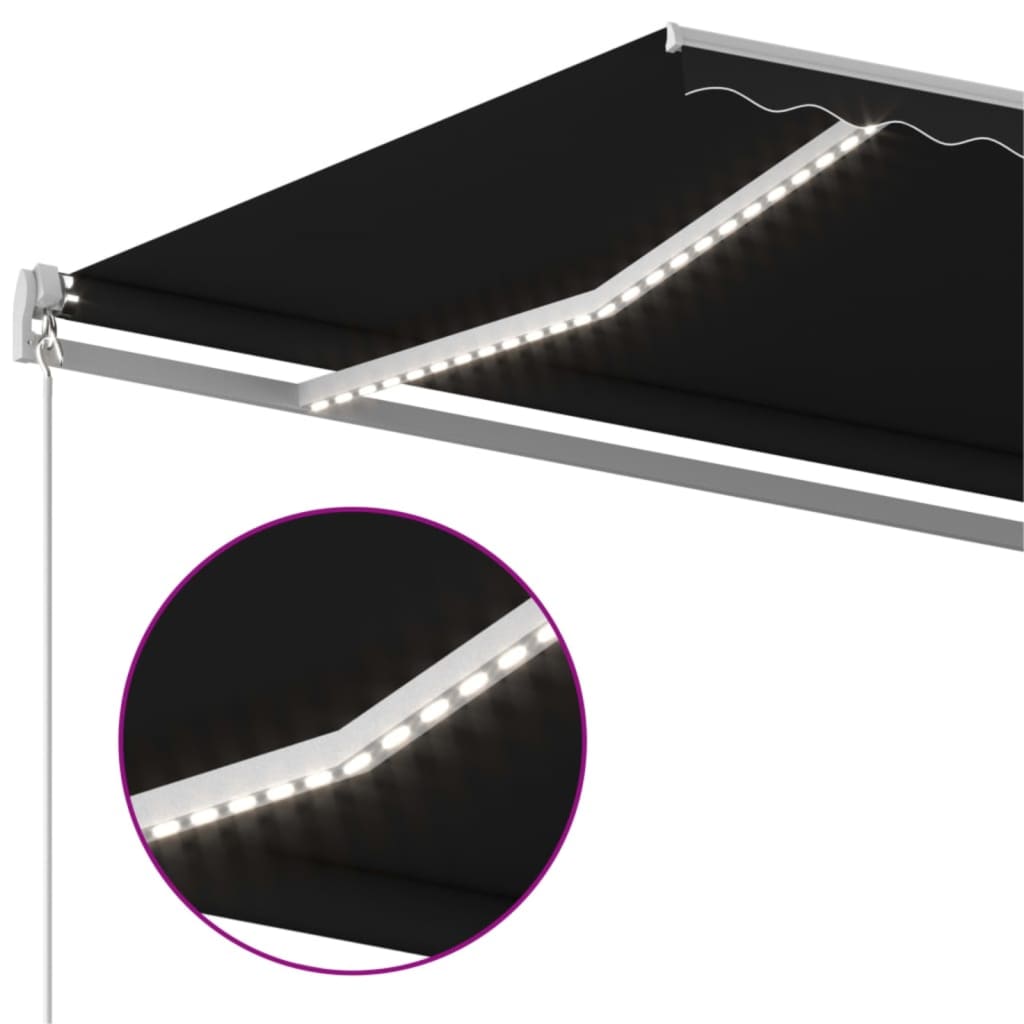 Luifel handmatig uittrekbaar met LED 500x350 cm antracietkleur is nu te koop bij PeponiXL, paradijselijk wonen!