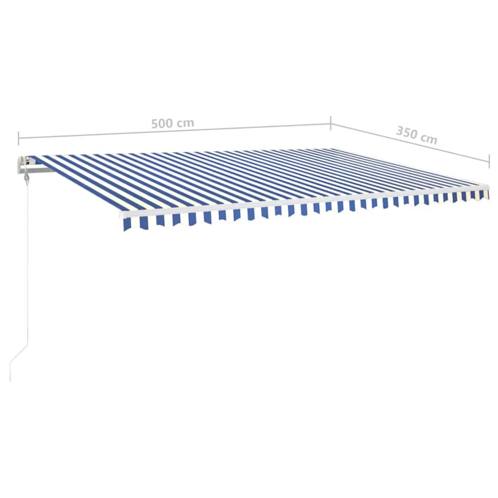 Luifel automatisch met LED en windsensor 500x350 cm blauw wit is nu te koop bij PeponiXL, paradijselijk wonen!