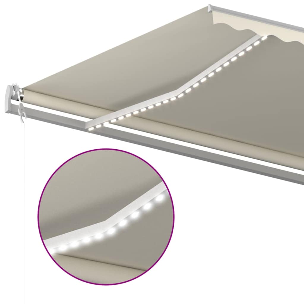 Luifel automatisch met LED en windsensor 500x350 cm crèmekleur is nu te koop bij PeponiXL, paradijselijk wonen!
