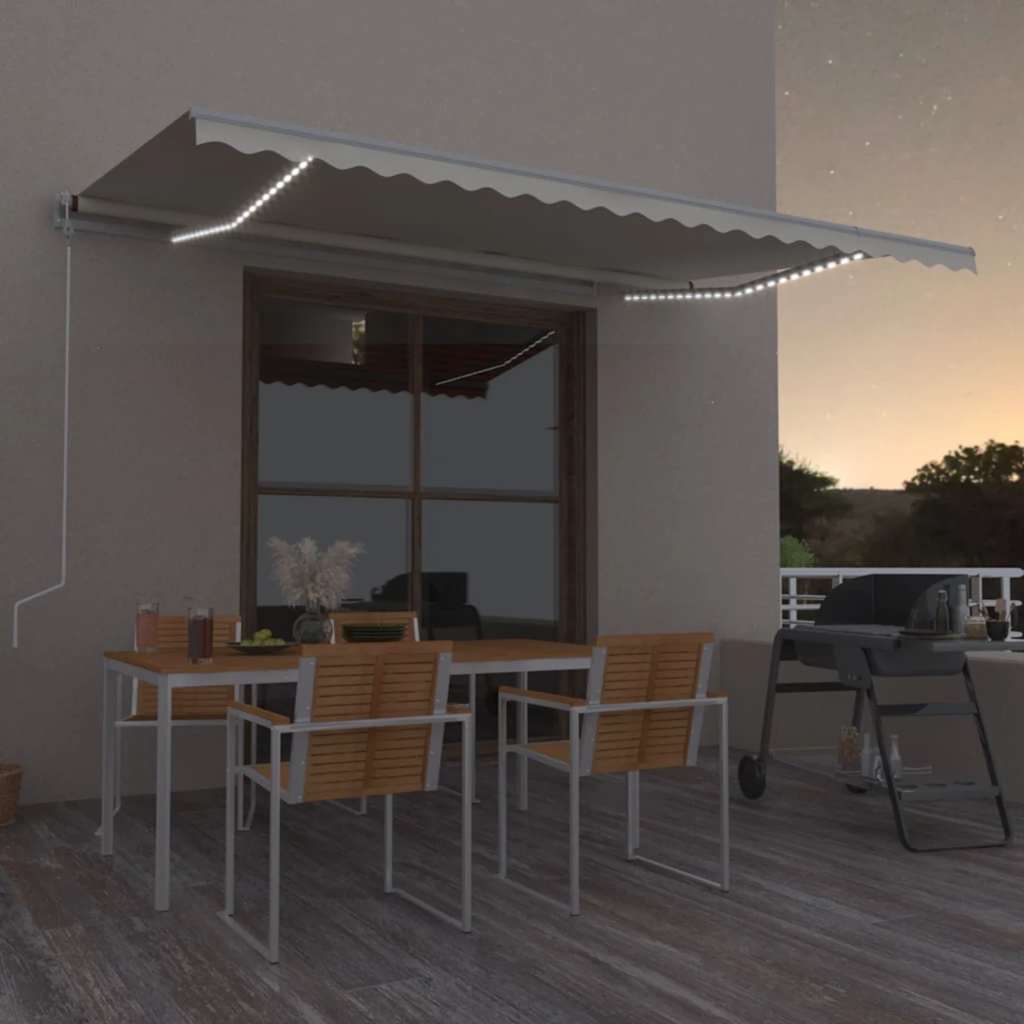 Luifel automatisch met LED en windsensor 500x350 cm crèmekleur is nu te koop bij PeponiXL, paradijselijk wonen!