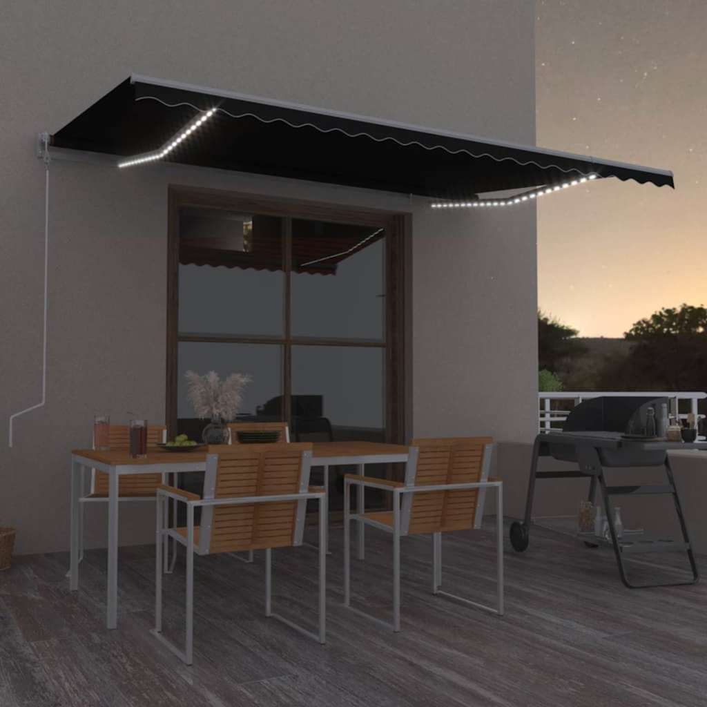 Luifel automatisch met LED en windsensor 500x350 cm antraciet is nu te koop bij PeponiXL, paradijselijk wonen!