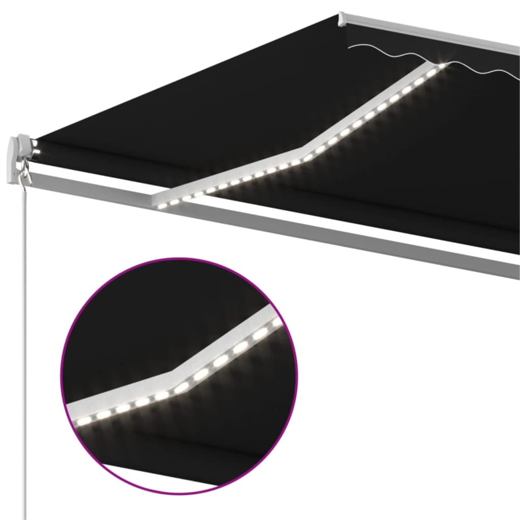 Luifel handmatig uittrekbaar met LED 600x350 cm antracietkleur is nu te koop bij PeponiXL, paradijselijk wonen!