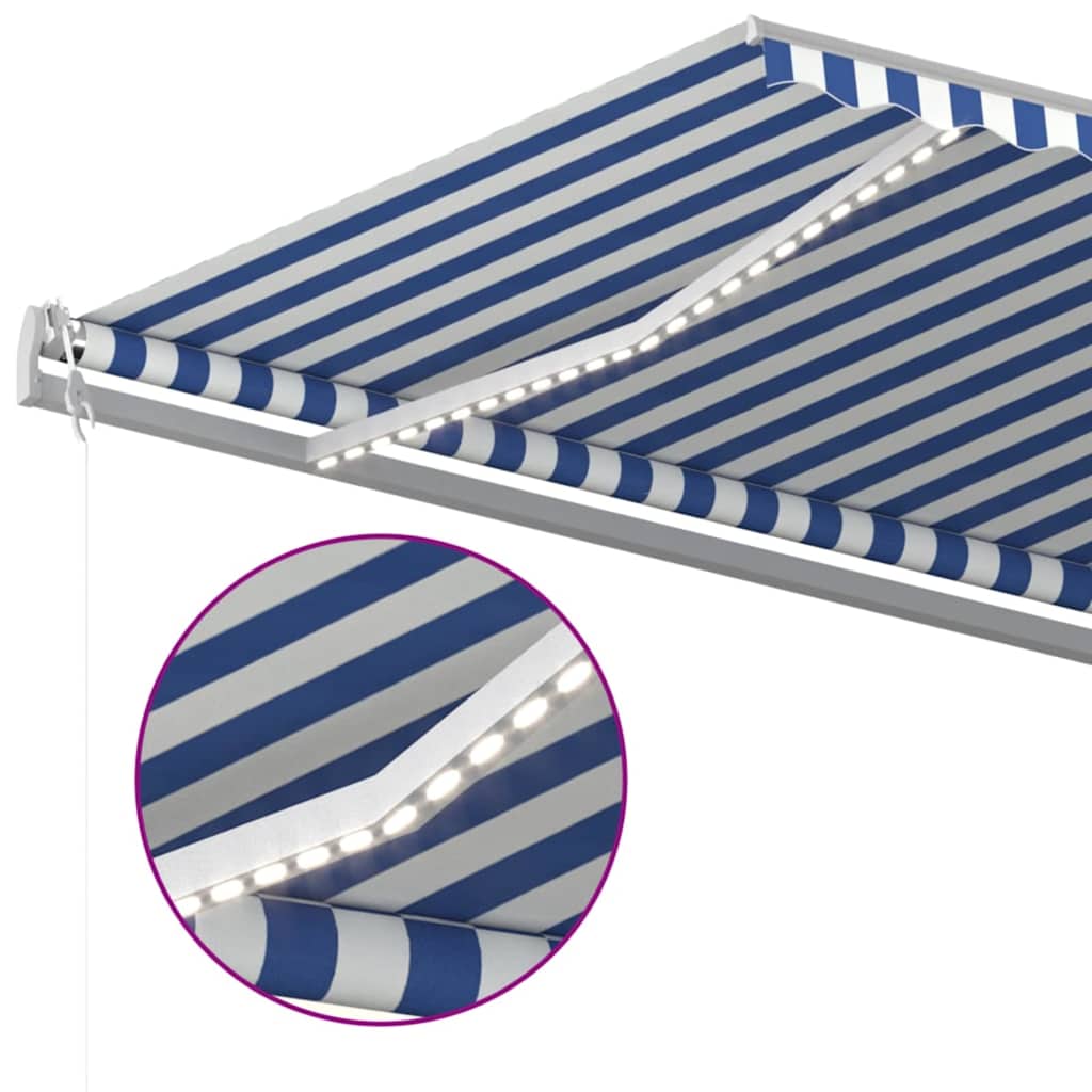 Luifel automatisch met LED en windsensor 600x350 cm blauw wit is nu te koop bij PeponiXL, paradijselijk wonen!