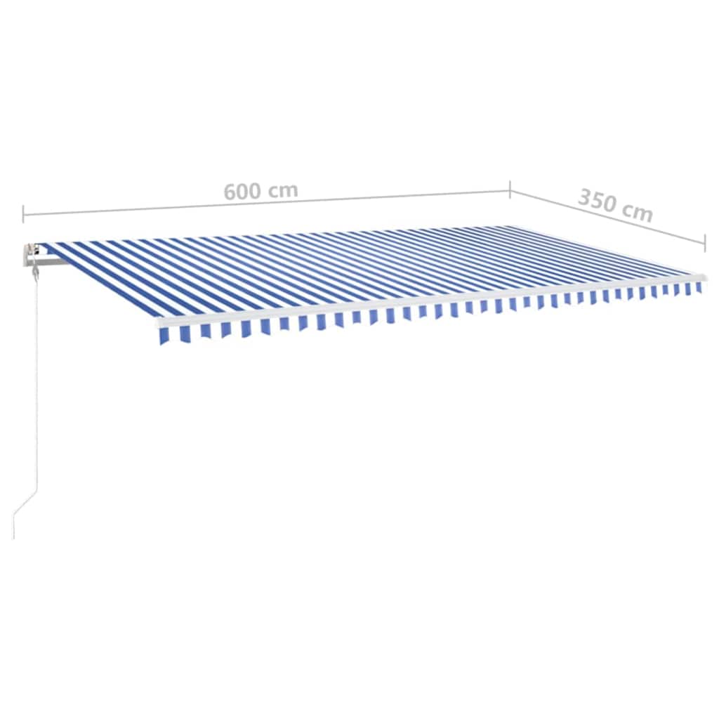 Luifel automatisch met LED en windsensor 600x350 cm blauw wit is nu te koop bij PeponiXL, paradijselijk wonen!