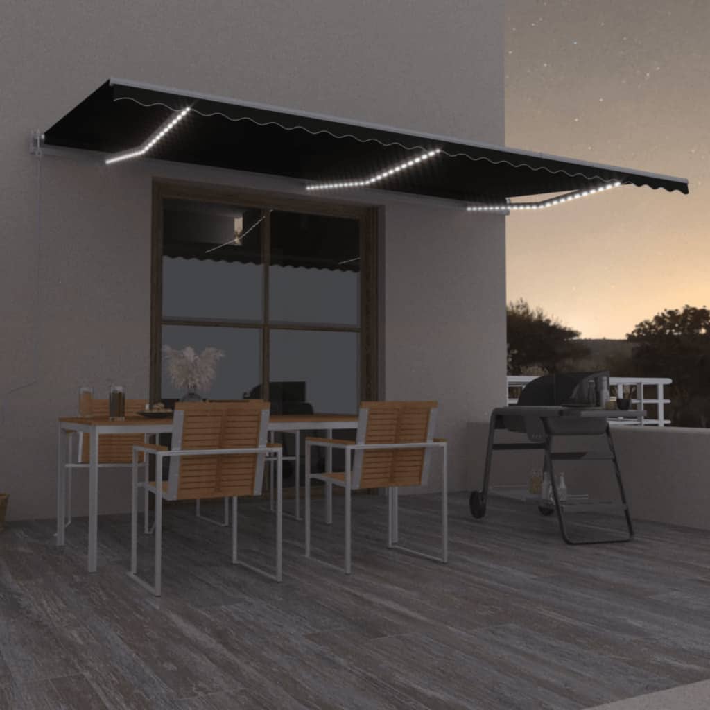 Luifel automatisch met LED en windsensor 600x350 cm antraciet is nu te koop bij PeponiXL, paradijselijk wonen!
