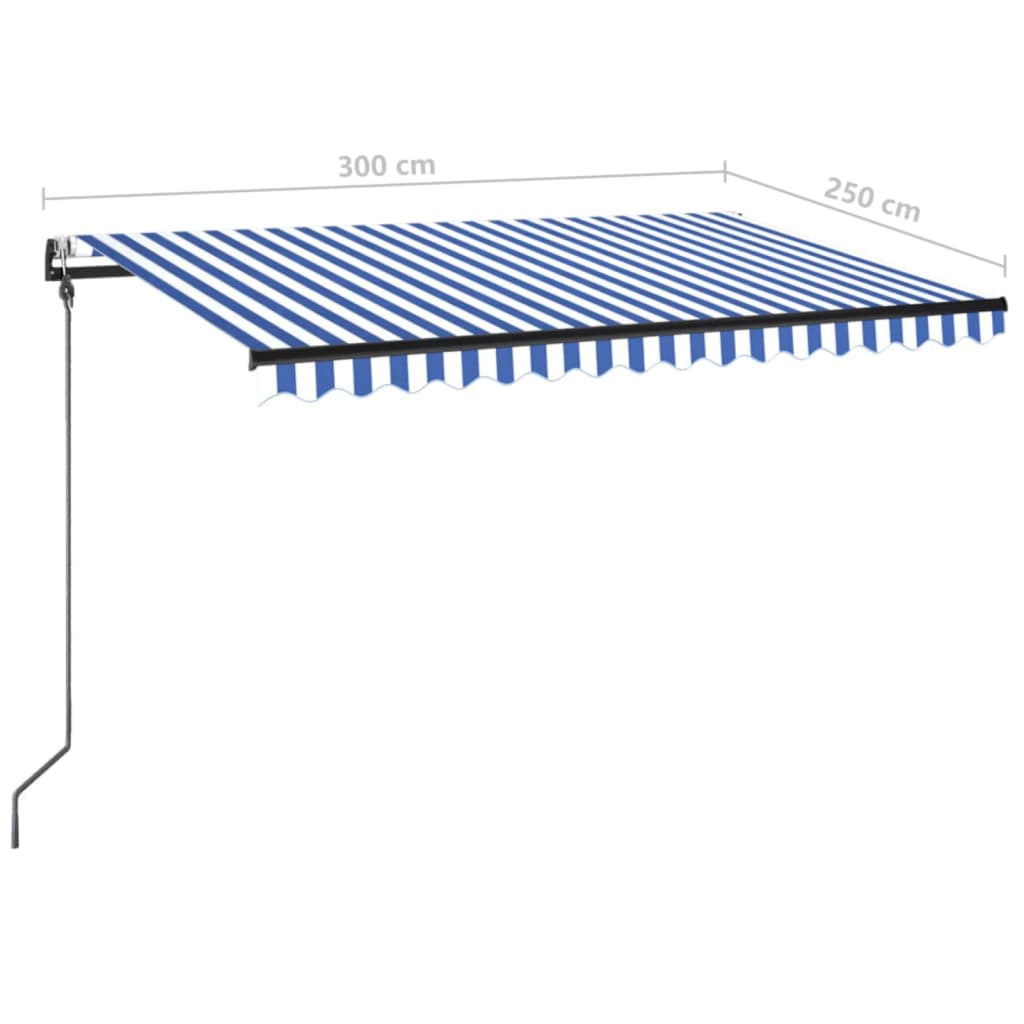 Luifel automatisch met LED en windsensor 300x250 cm blauw wit is nu te koop bij PeponiXL, paradijselijk wonen!