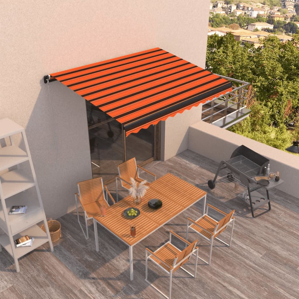 Luifel automatisch uittrekbaar 350x250 cm oranje en bruin is nu te koop bij PeponiXL, paradijselijk wonen!