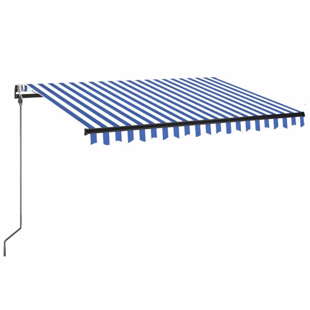 Luifel automatisch met LED en windsensor 350x250 cm blauw wit is nu te koop bij PeponiXL, paradijselijk wonen!