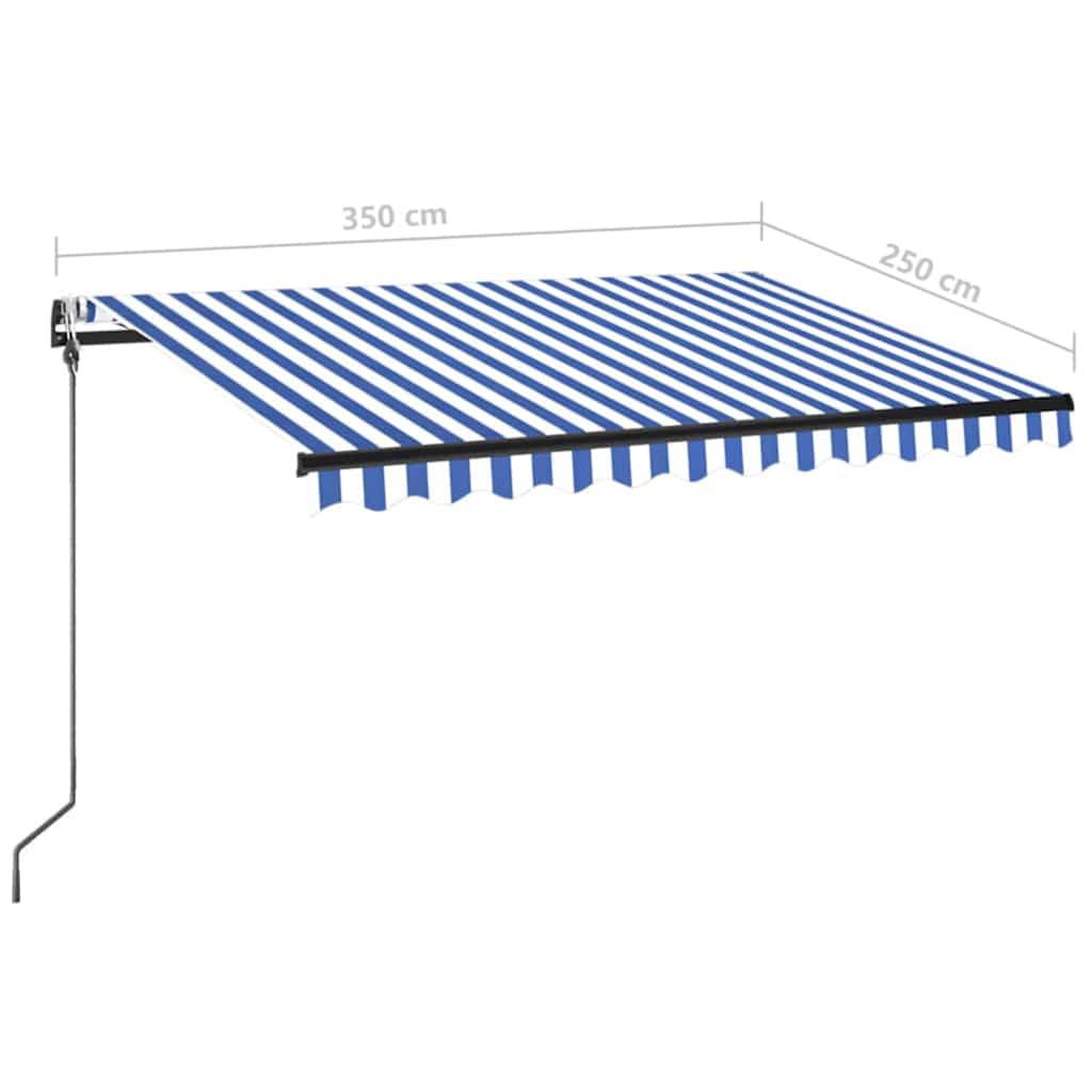 Luifel automatisch met LED en windsensor 350x250 cm blauw wit is nu te koop bij PeponiXL, paradijselijk wonen!