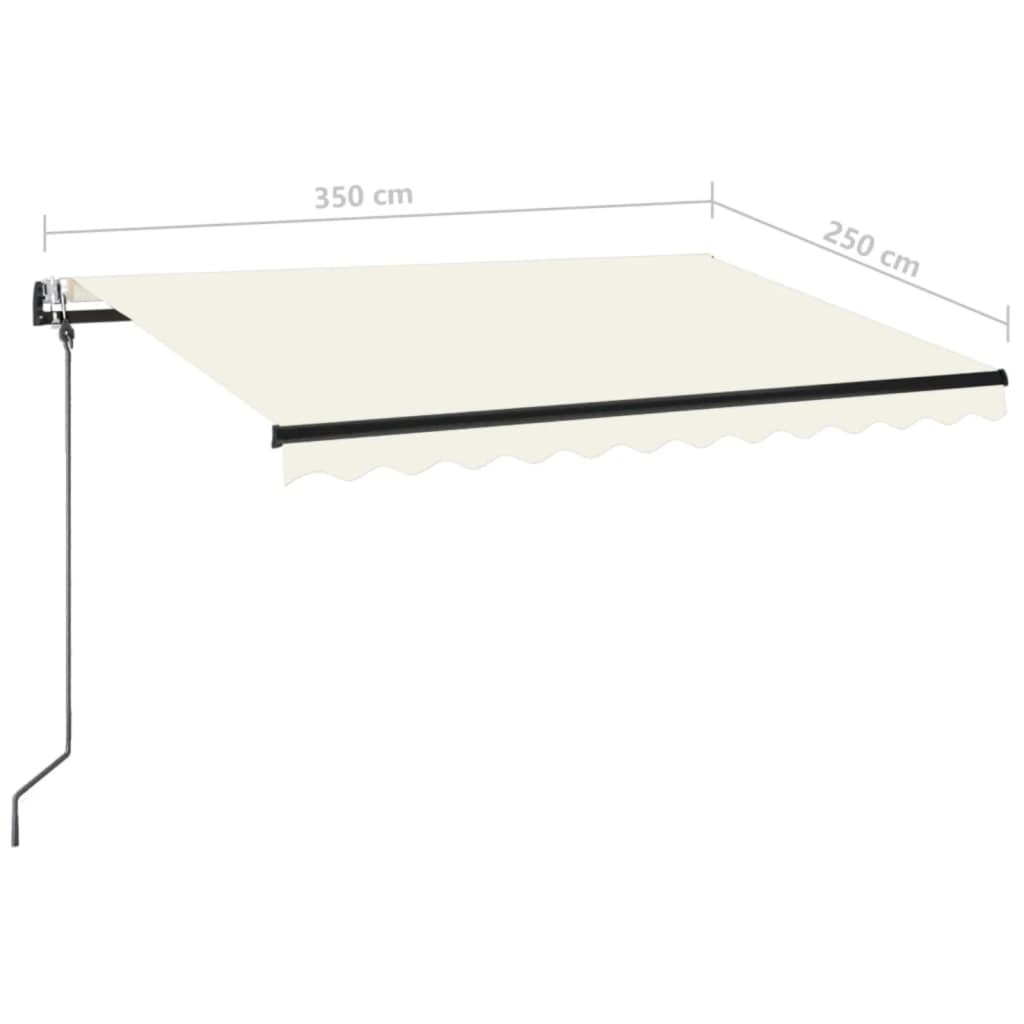 Luifel automatisch met LED en windsensor 350x250 cm crèmekleur