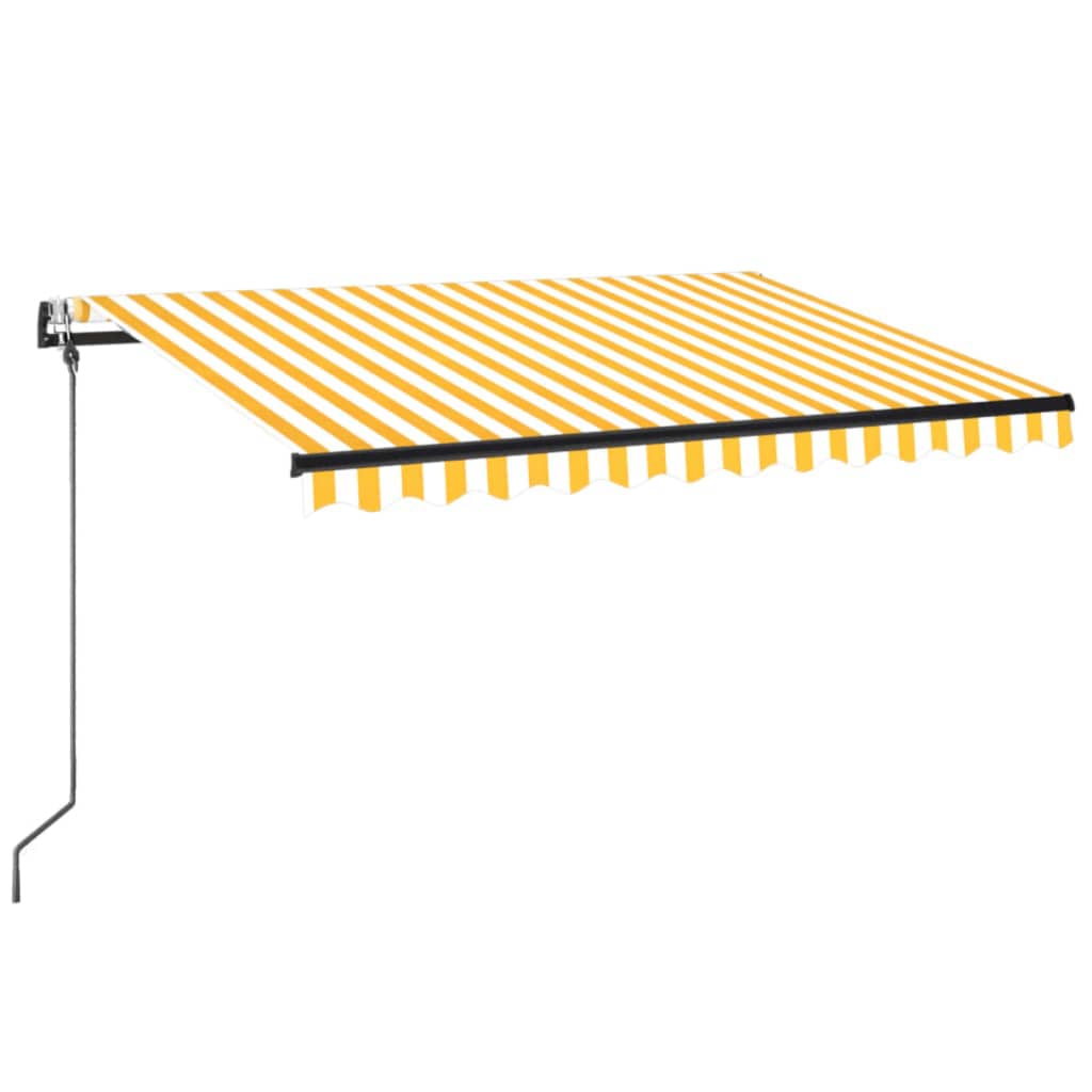 Luifel automatisch met LED en windsensor 350x250 cm geel en wit