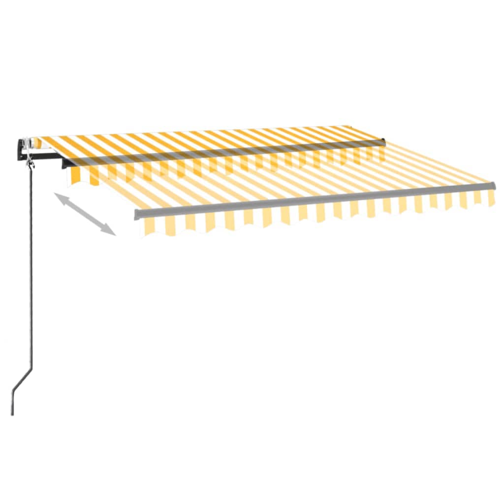 Luifel automatisch met LED en windsensor 350x250 cm geel en wit