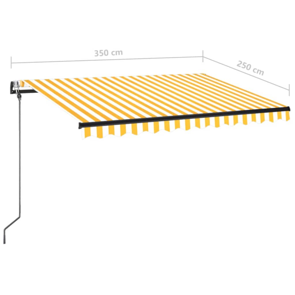 Luifel automatisch met LED en windsensor 350x250 cm geel en wit