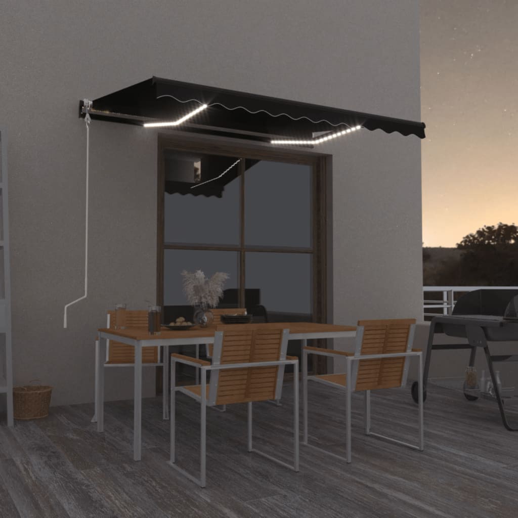 Luifel automatisch met LED en windsensor 350x250 cm antraciet is nu te koop bij PeponiXL, paradijselijk wonen!