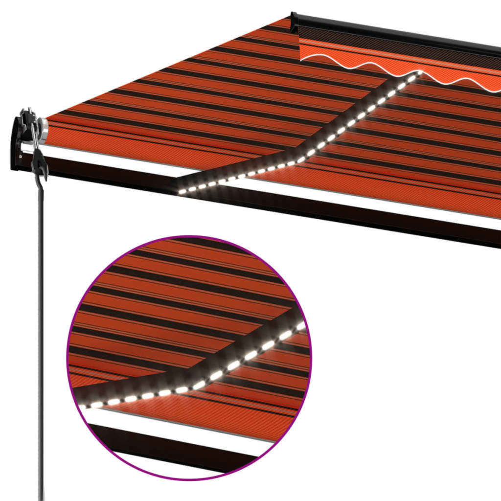 Luifel automatisch met LED windsensor 350x250 cm oranje bruin is nu te koop bij PeponiXL, paradijselijk wonen!