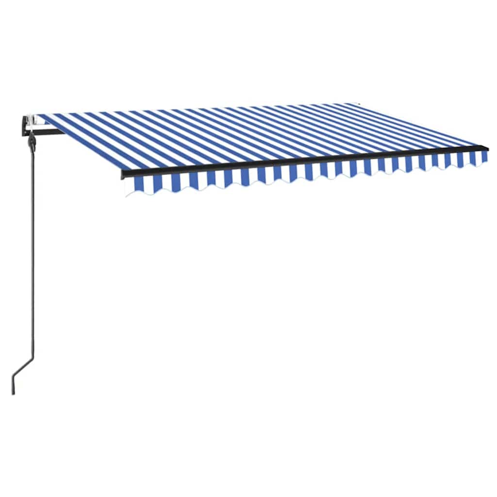 Luifel automatisch met LED en windsensor 450x300 cm blauw wit is nu te koop bij PeponiXL, paradijselijk wonen!